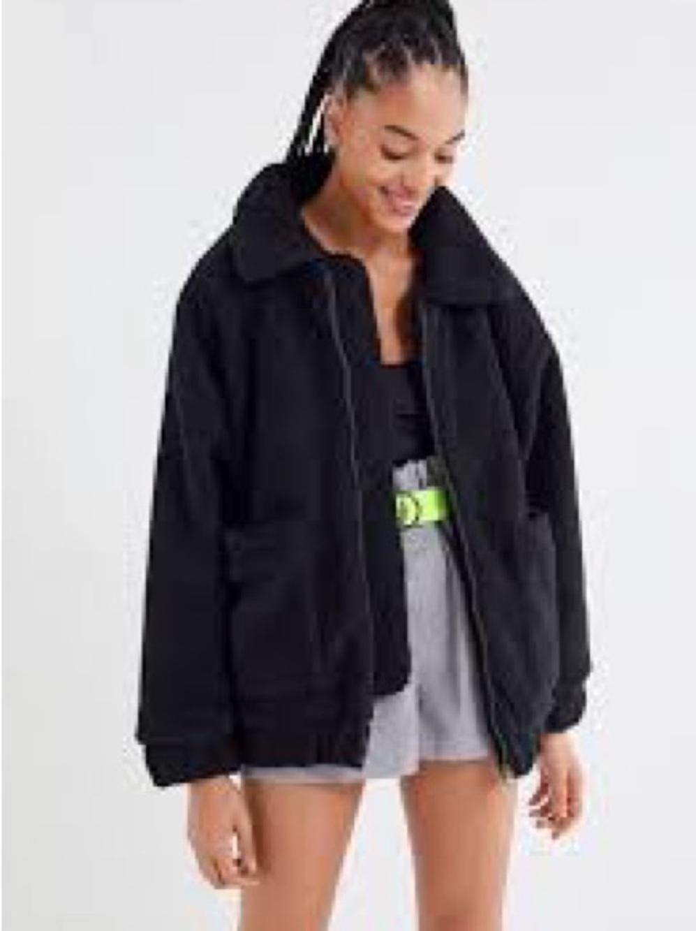 I.AM.GIA Black Plush Teddy Jacket | XS but Oversized
